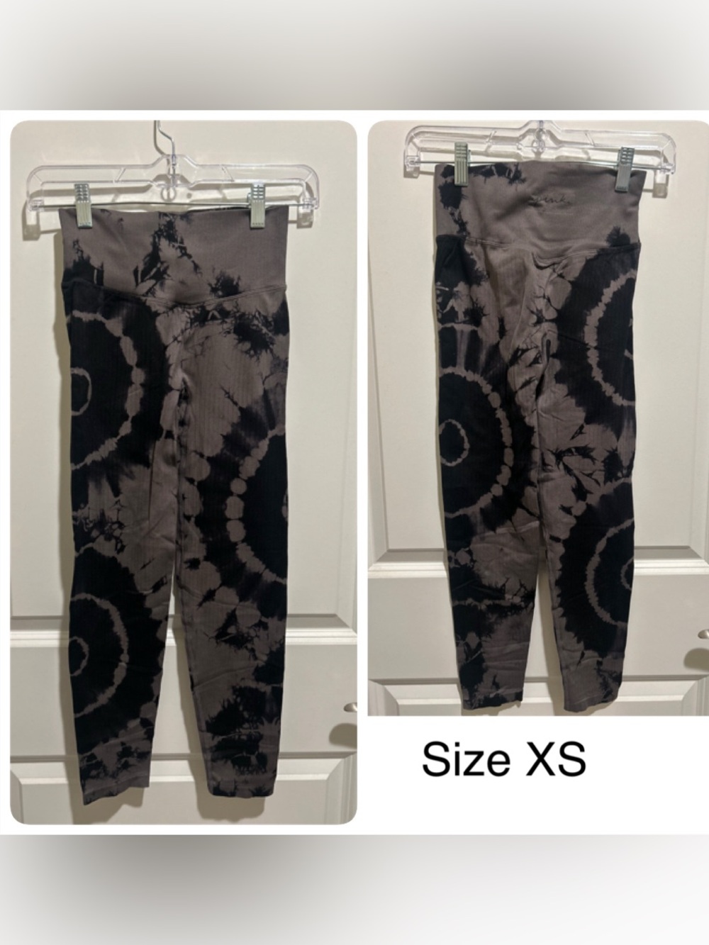 PINK Victoria's Secret Black and Gray Tie-Dye Leggings